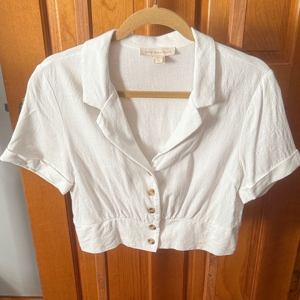 Monteau junior Cream Button-Down Women's Shirt